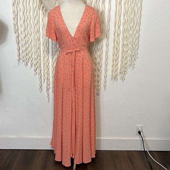 Auguste NWT Peach Floral Maxi Dress Size US8 - Picture 1 of 8